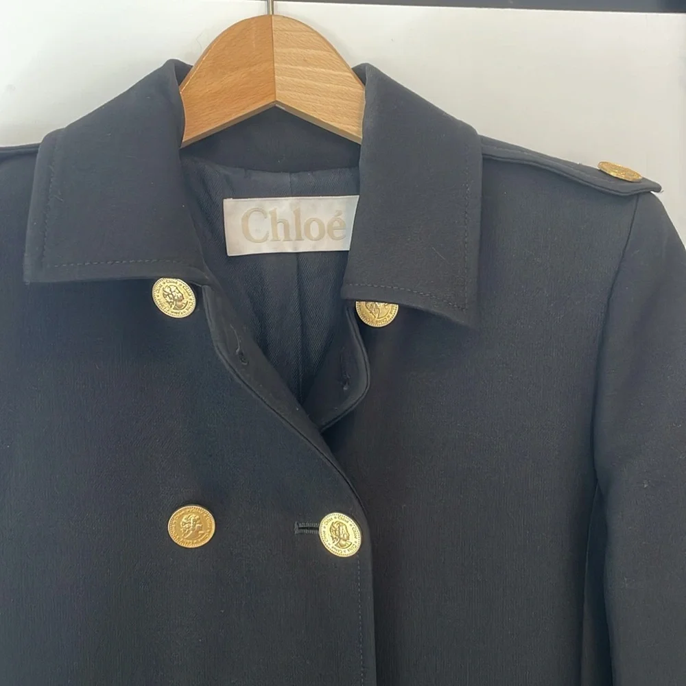 Chloé double breasted pea coat size 34 EU, 2 US, black - Picture 2 of 8